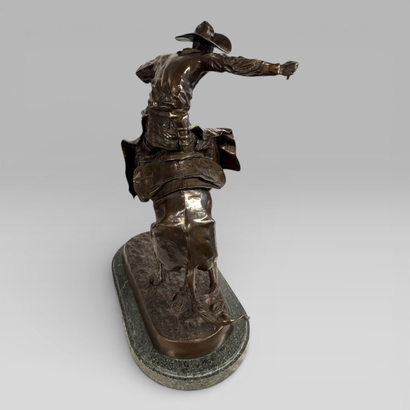 Large Cowboy Bronze ‘Bronco Buster’ After Frederic Remington, Early–Mid 20th - Image 9